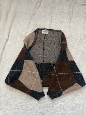 Promesa Brown, Tan & Gray Patchwork Open Cardigan